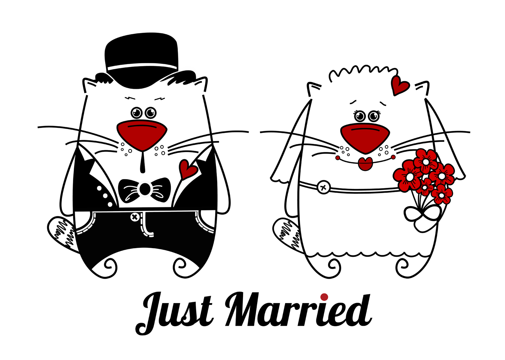 Открытки с днём свадьбы с котиками