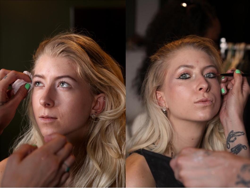 Model, before & after makeup