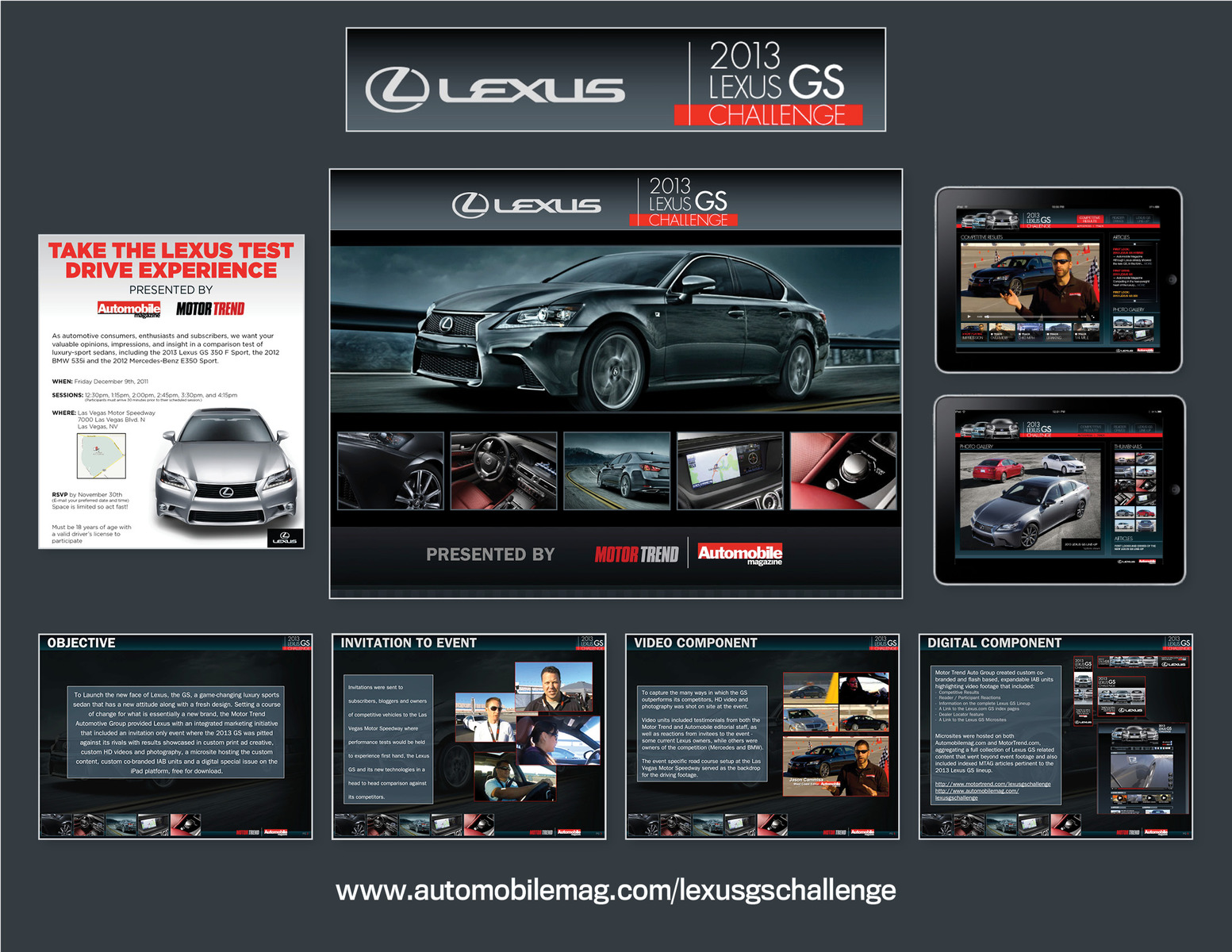 Designed a PowerPoint template to support the Lexus GS Experience campaign involving custom integrated programs as well as designing an email blast, iPAD wireframe design, and social media integration mocks to final production.