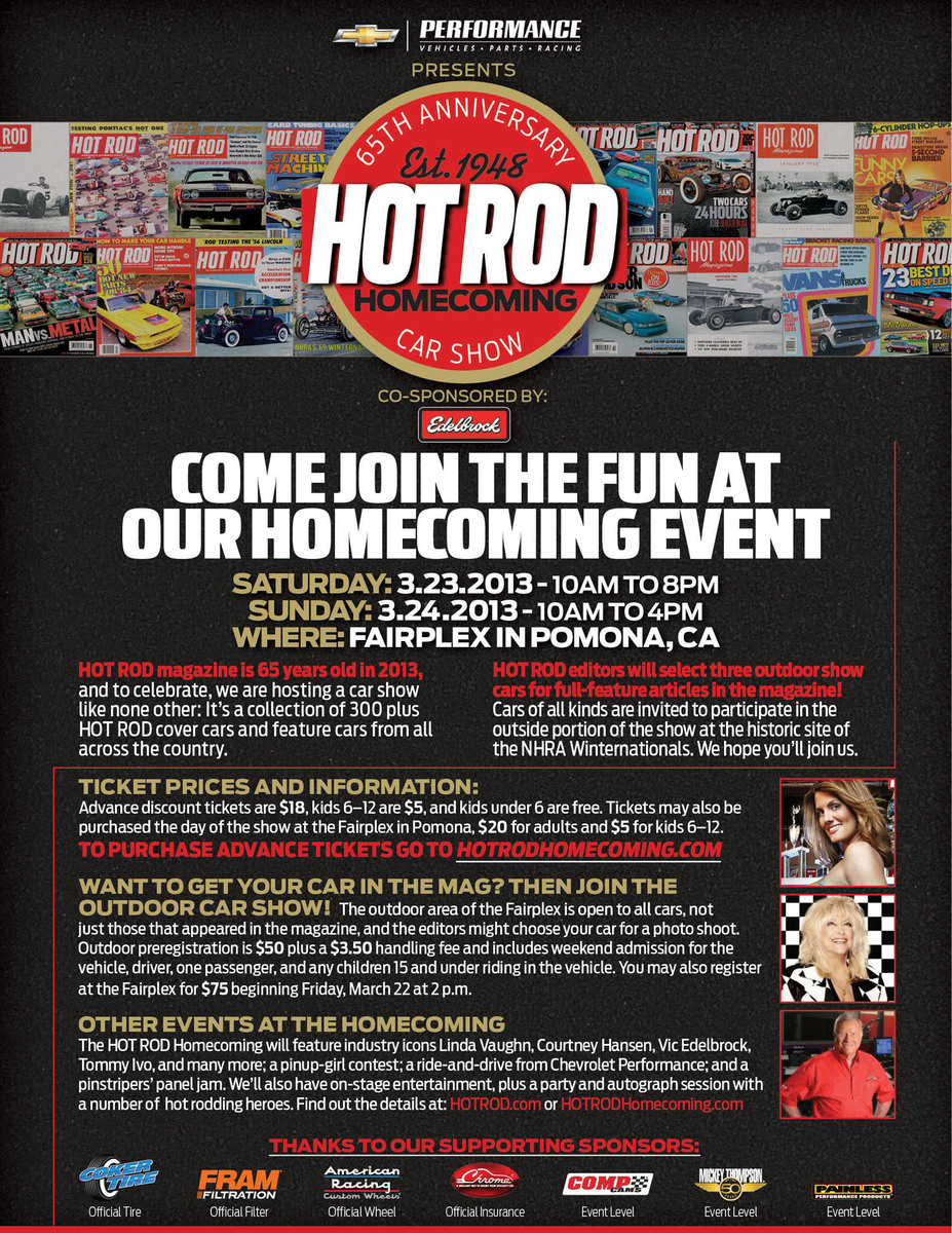 Even poster for Hot Rod Homecoming held at the Fairplex in Pomona in 2013.