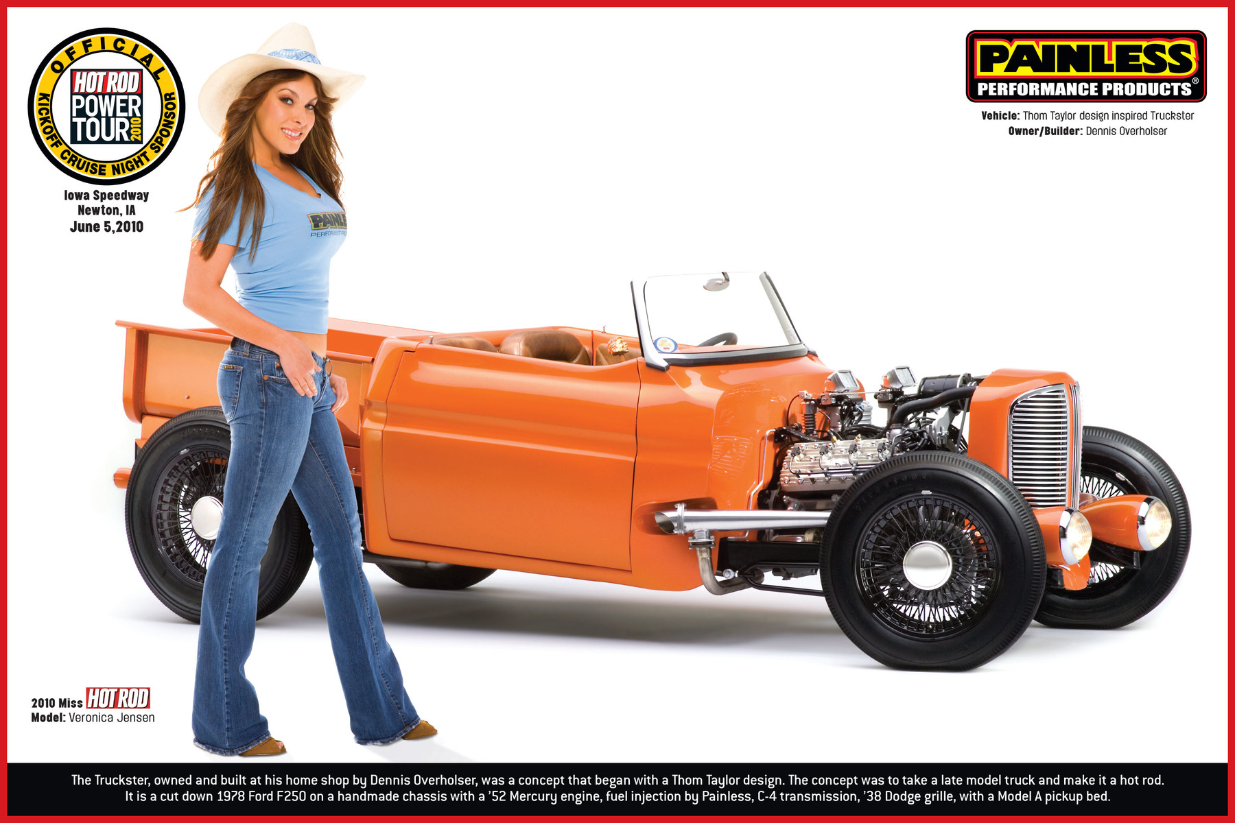 A Hot Rod Power Tour exclusive poster of Tom Taylor designed Truckster and Ms. Hot Rod – Veronica Jensen.